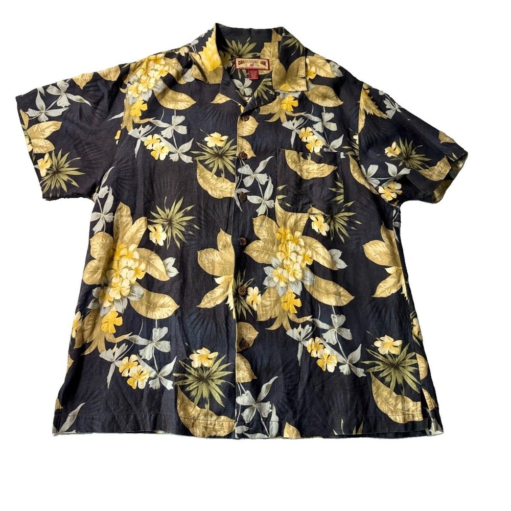 Caribbean Joe Short Sleeve Button Front Men's M Linen Hawaiian 2000's